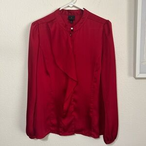 Worthington Vibrant Red Ruffle Blouse
